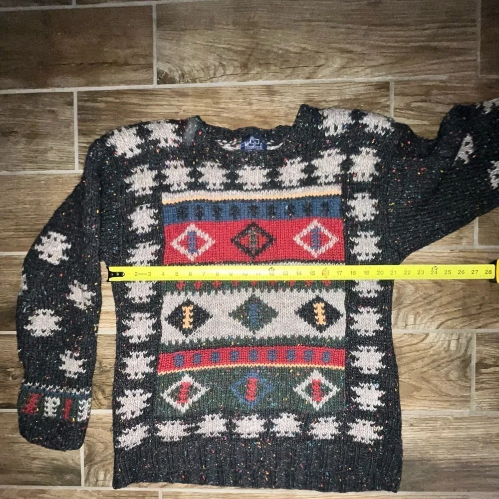 Vintage Woolrich Men's Wool Blend Red/Brown/ Blue Aztec Print Sweater - Heavy